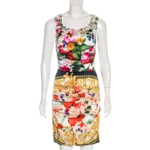 Dolce & Gabbana Floral Silk Ruched Dress